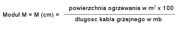 Obliczanie modułu ułożenia kabla grzejnego